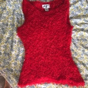 Vintage 90s Y2K fuzzy red tank